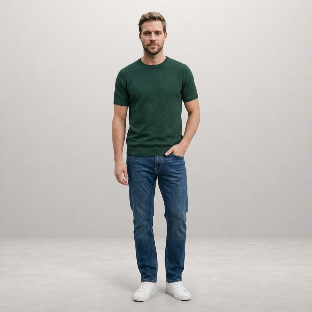 Milan - Gebreide T-shirt met Structuur