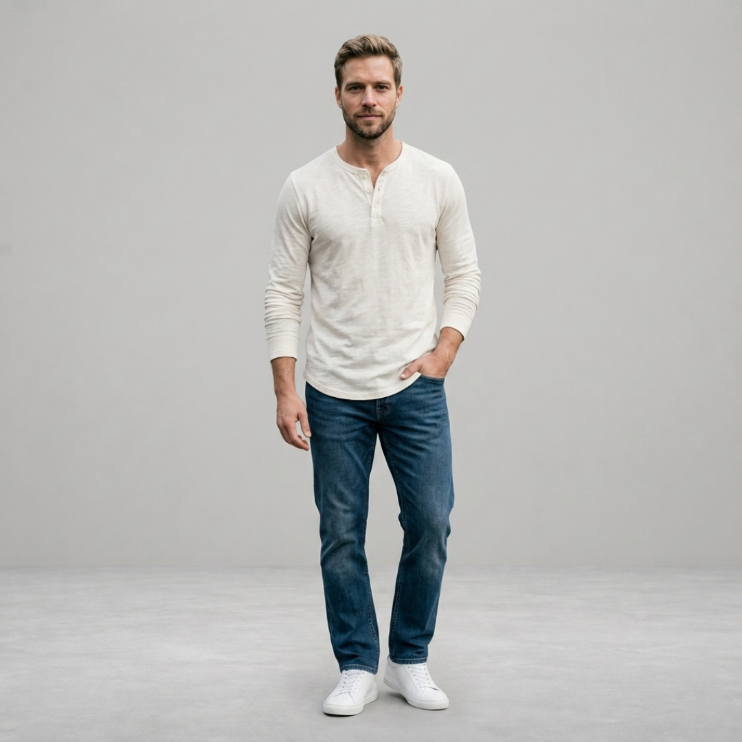 Luca - Henley Shirt met Lange Mouwen