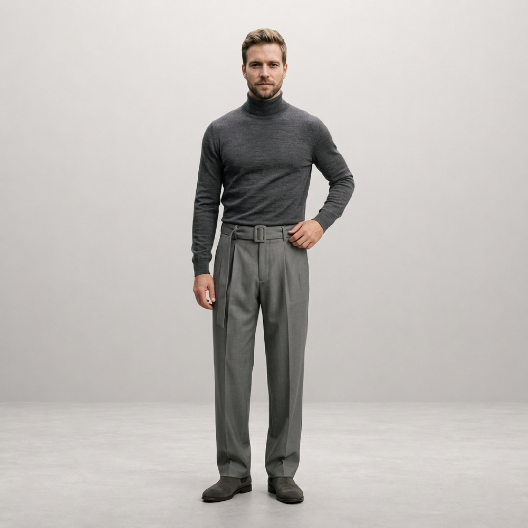 Matteo - Pantalon met Plooien en Ceintuur