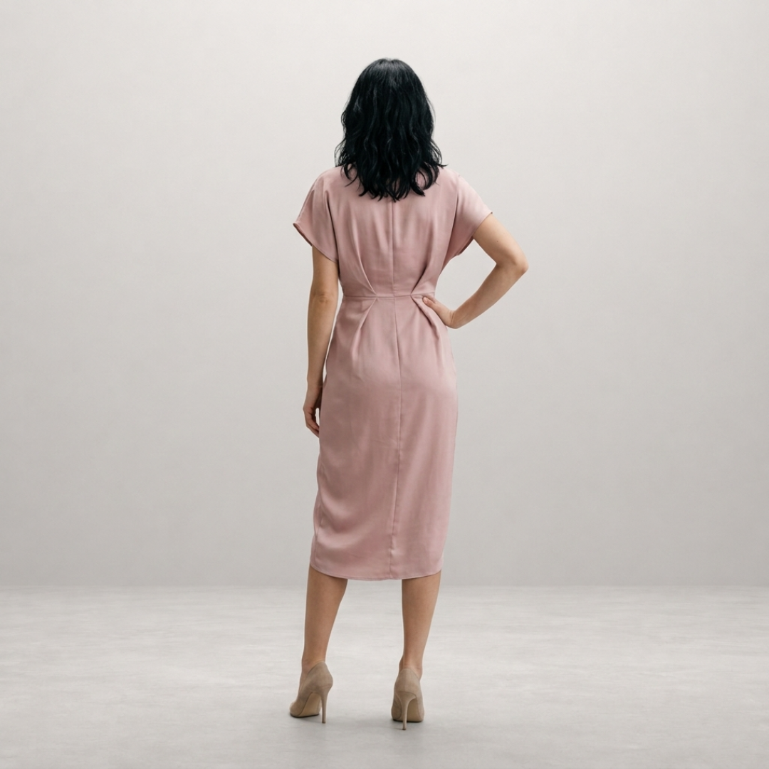 Sophie – Elegante Gedrapeerde Midi Jurk