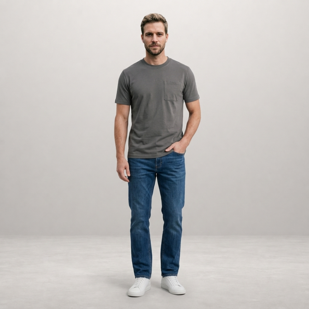 Milan - Basic T-shirt met Borstzak