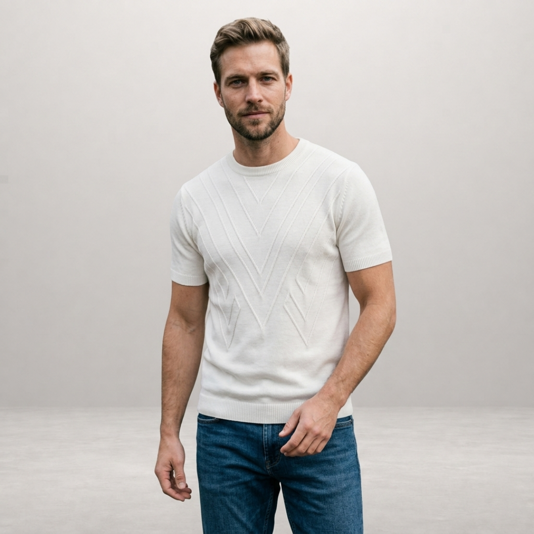 Milan - Gebreide T-shirt met Structuur