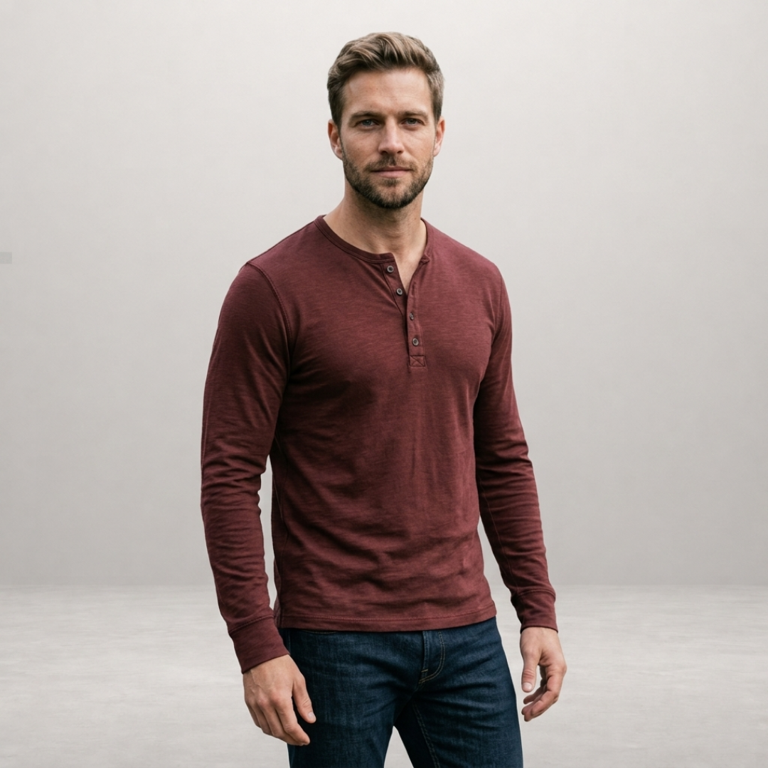 Luca - Henley Shirt met Lange Mouwen